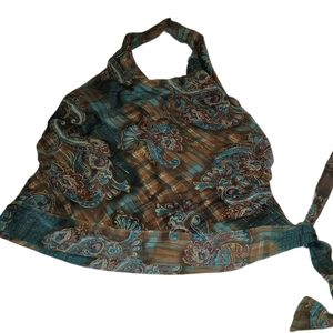 Lane Bryant Brown Blue Halter top size 22